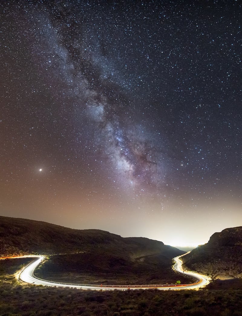 Starry night sky over the wilderness